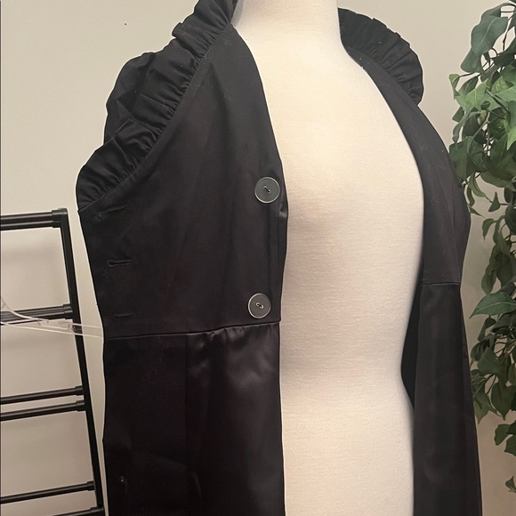 Betsey Johnson Black Trench Coat with White Trim - Picture 4 of 5